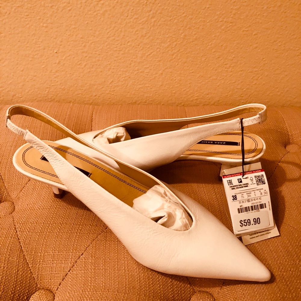 zara slingback pump White size38, US7.5 NEW